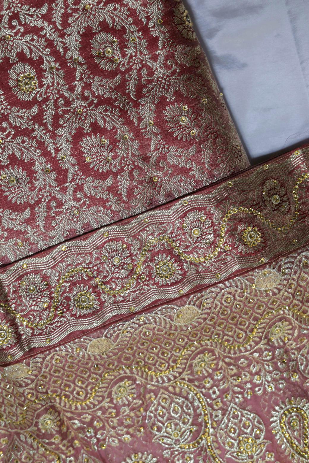 DARK ONION PINK COLOUR KIMKHAB BANARASI GHARARA