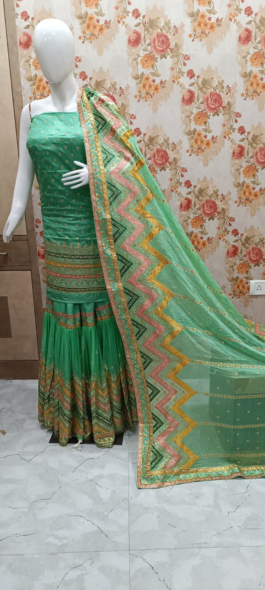 LUCKNOWI CHIFFON DESIGNER GHARARA
