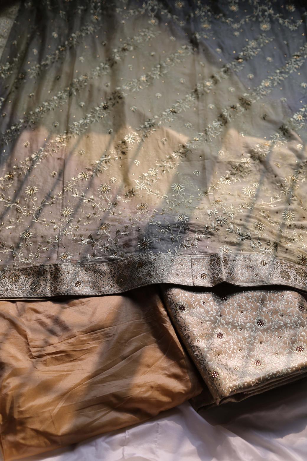 GOLDEN COLOUR PURE KIMKHAB BANARASI GHARARA