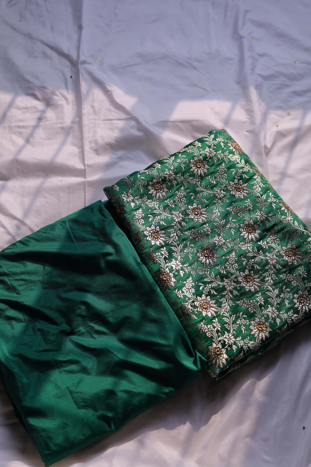 GREEN COLOUR PURE KIMKHAB BANARASI GHARARA