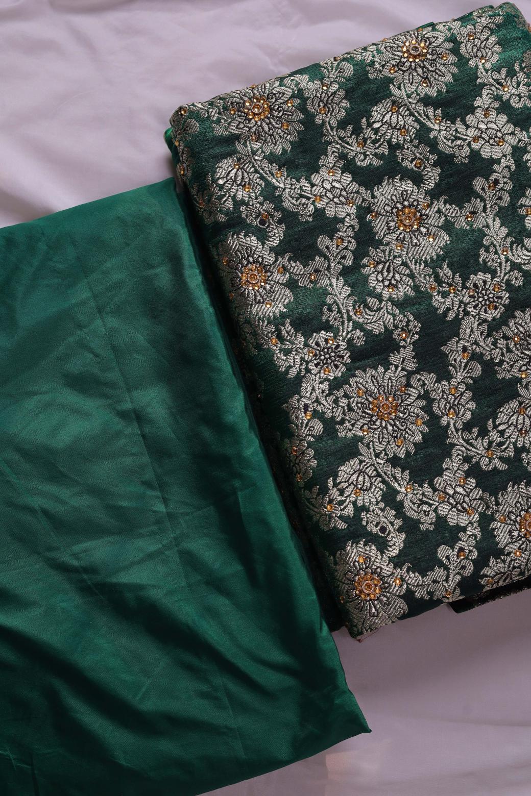 GREEN COLOUR PURE KIMKHAB BANARASI GHARARA