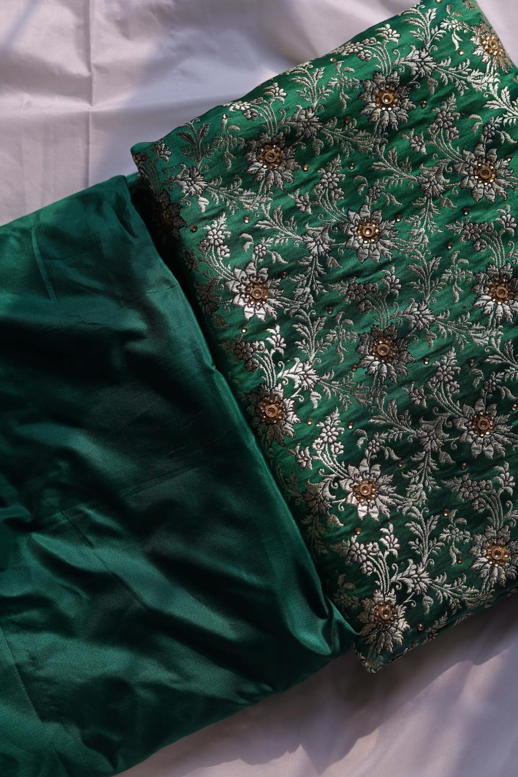 GREEN COLOUR PURE KIMKHAB BANARASI GHARARA