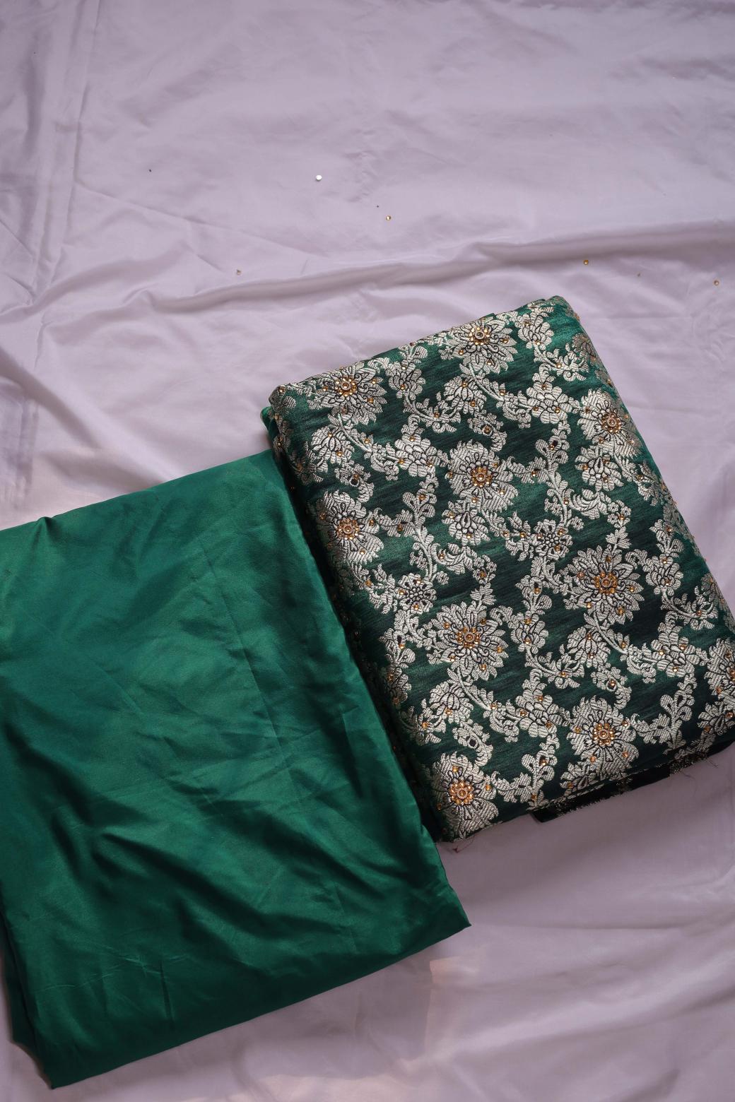 GREEN COLOUR PURE KIMKHAB BANARASI GHARARA