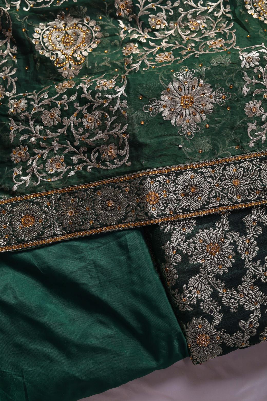GREEN COLOUR PURE KIMKHAB BANARASI GHARARA