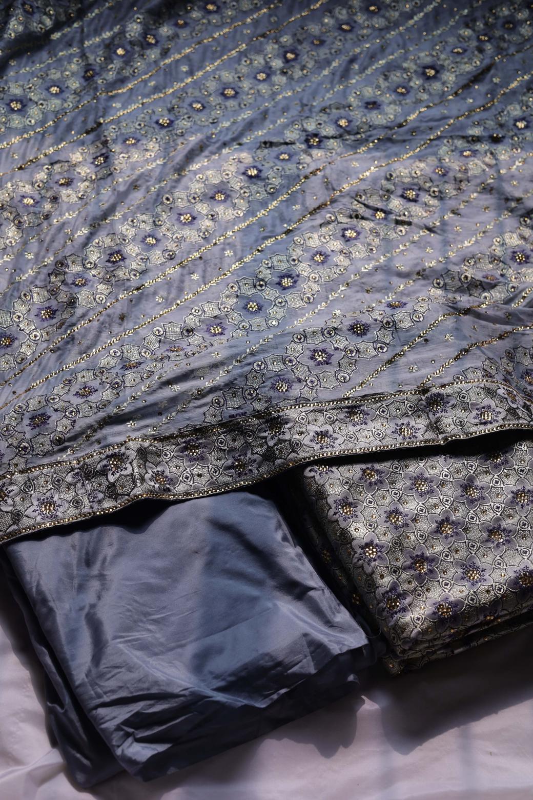 GREY COLOUR PURE KATAAN KIMKHAB BANARASI GHARARA