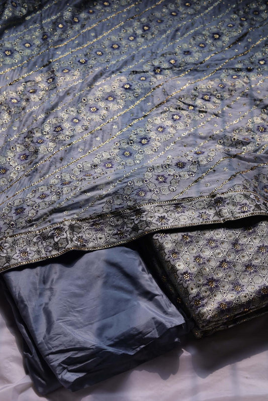 GREY COLOUR PURE KATAAN KIMKHAB BANARASI GHARARA