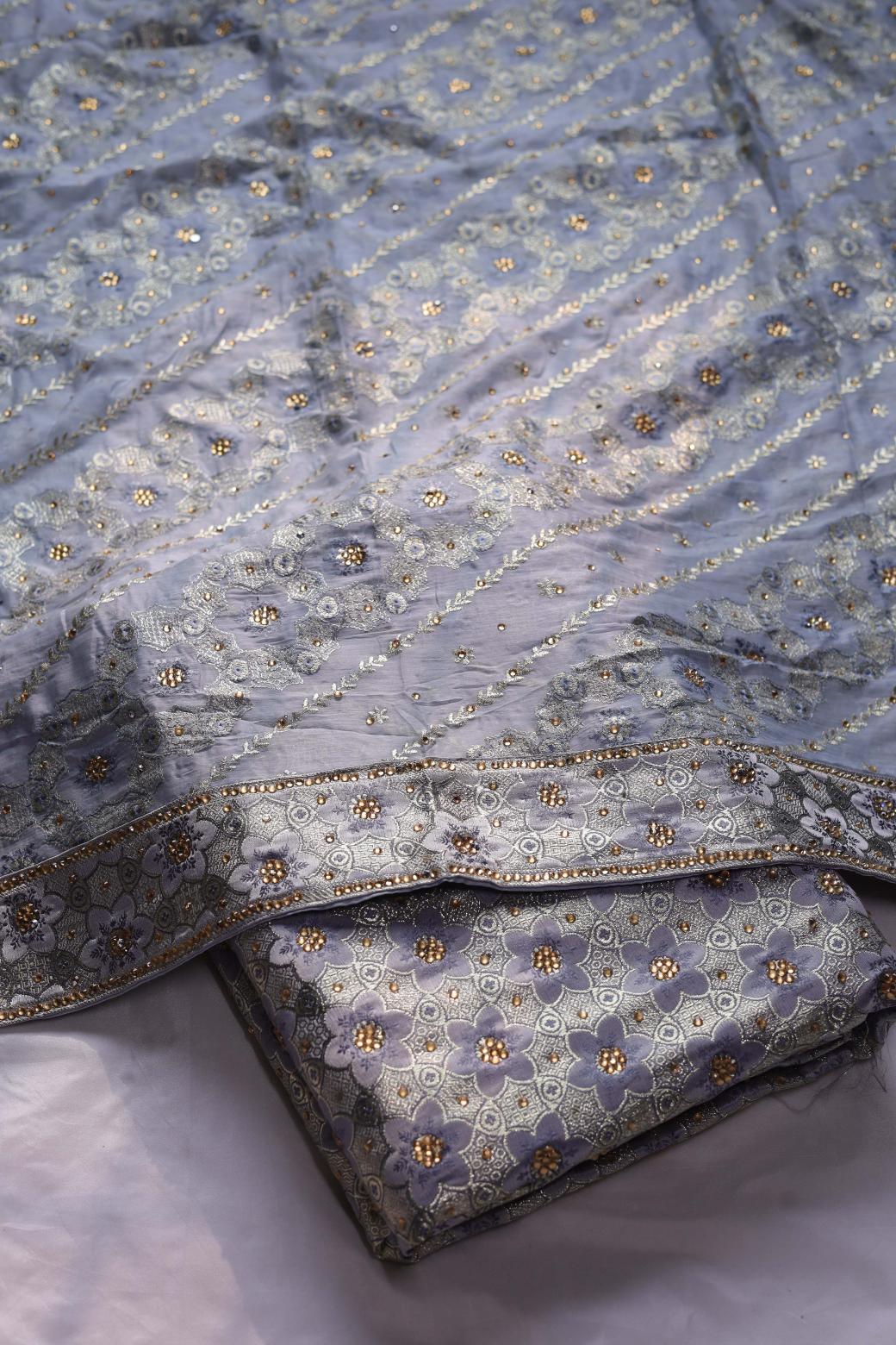 GREY COLOUR KIMKHAB BANARASI GHARARA