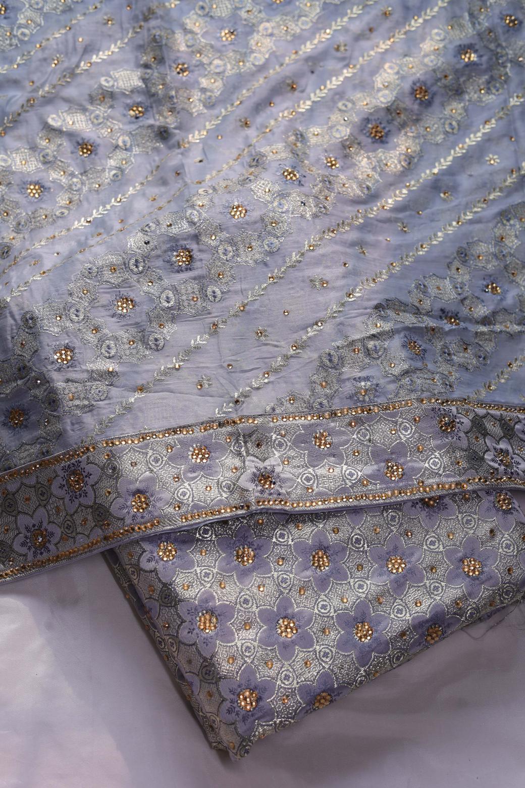 GREY COLOUR KIMKHAB BANARASI GHARARA