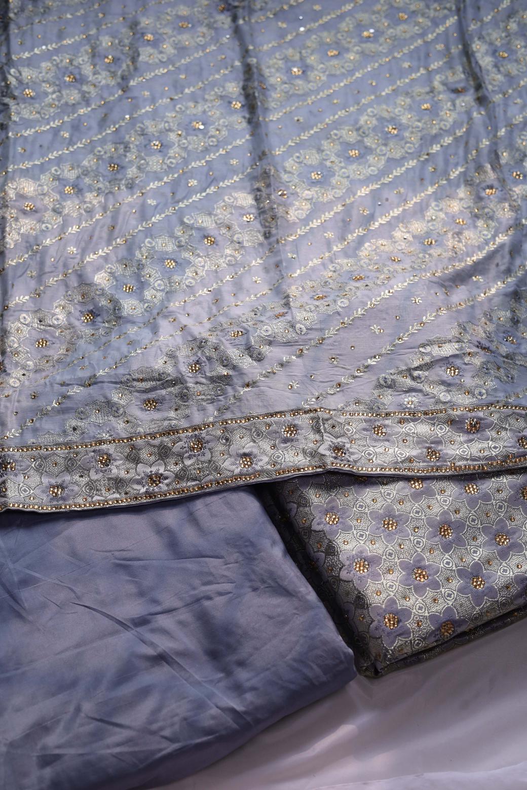 GREY COLOUR KIMKHAB BANARASI GHARARA