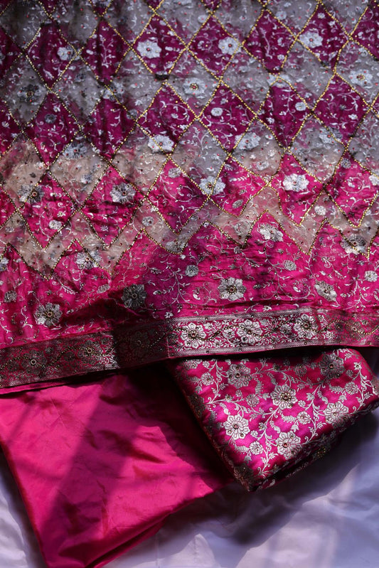 HOT PINK COLOUR PURE KIMKHAB BANARASI GHARARA