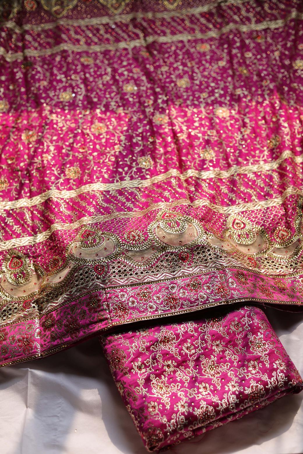 HOT PINK COLOUR PURE KIMKHAB BANARASI GHARARA