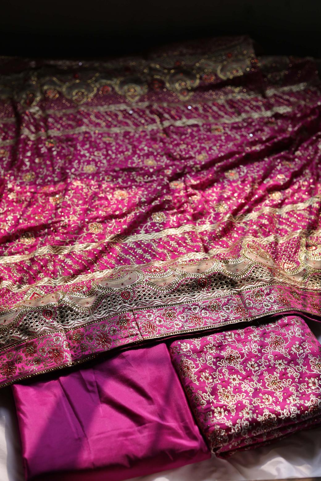 HOT PINK COLOUR PURE KIMKHAB BANARASI GHARARA