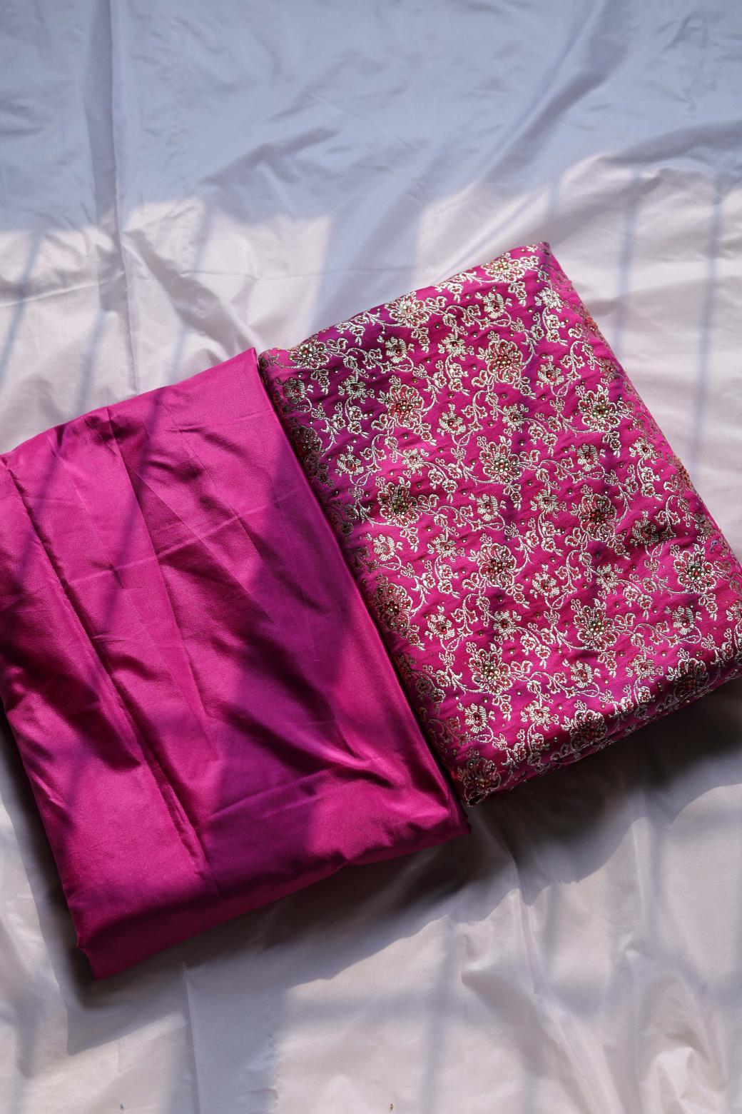 HOT PINK COLOUR PURE KIMKHAB BANARASI GHARARA