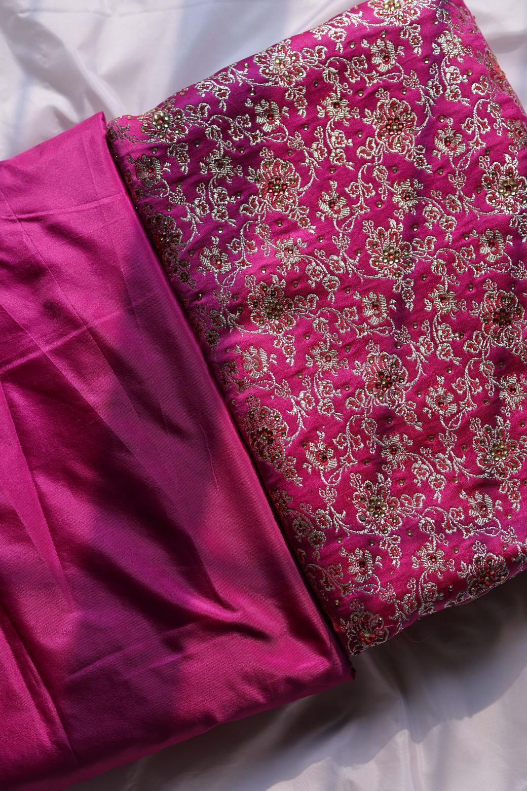 HOT PINK COLOUR PURE KIMKHAB BANARASI GHARARA