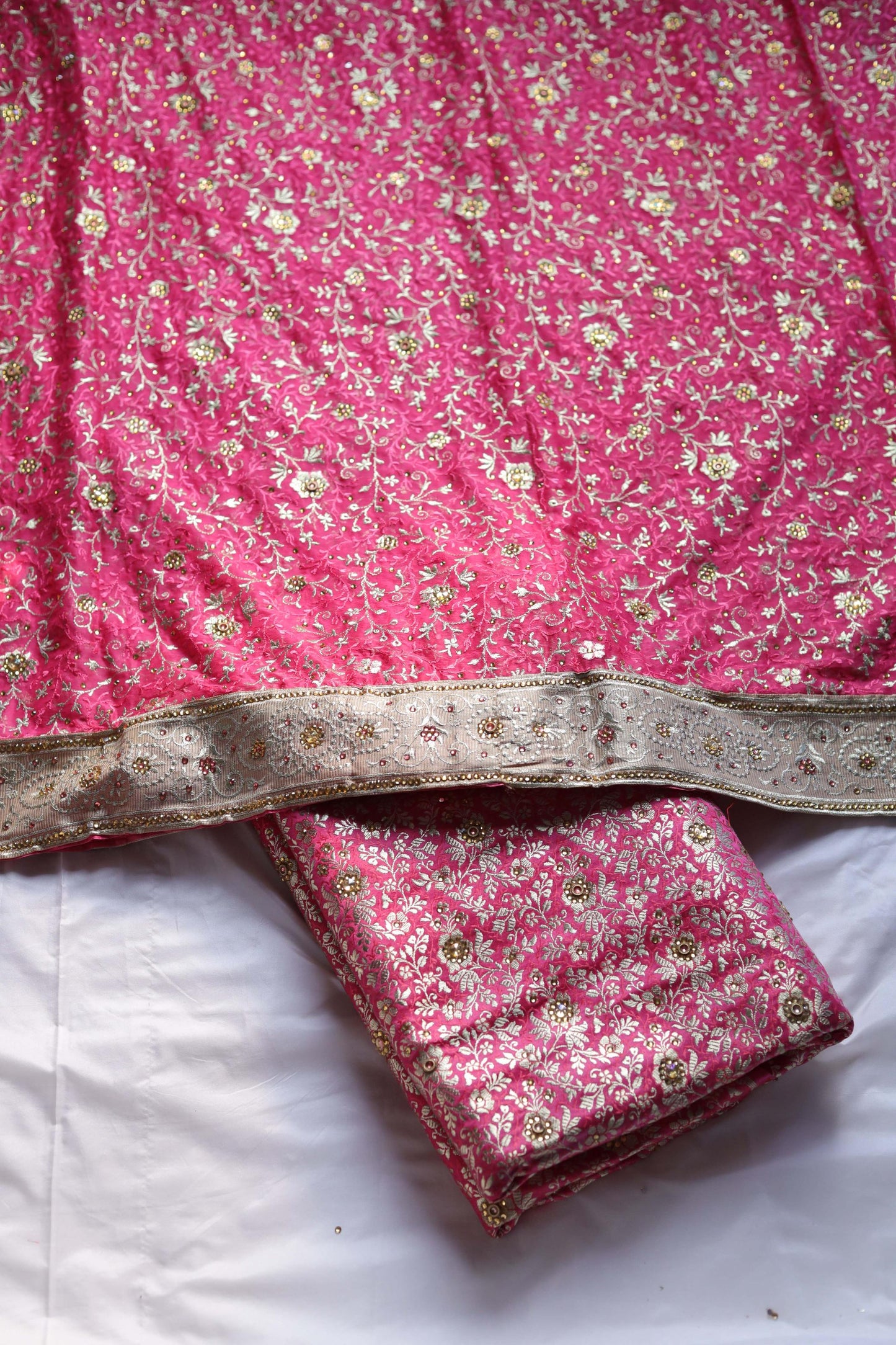HOT PINK COLOUR PURE KIMKHAB BANARASI GHARARA