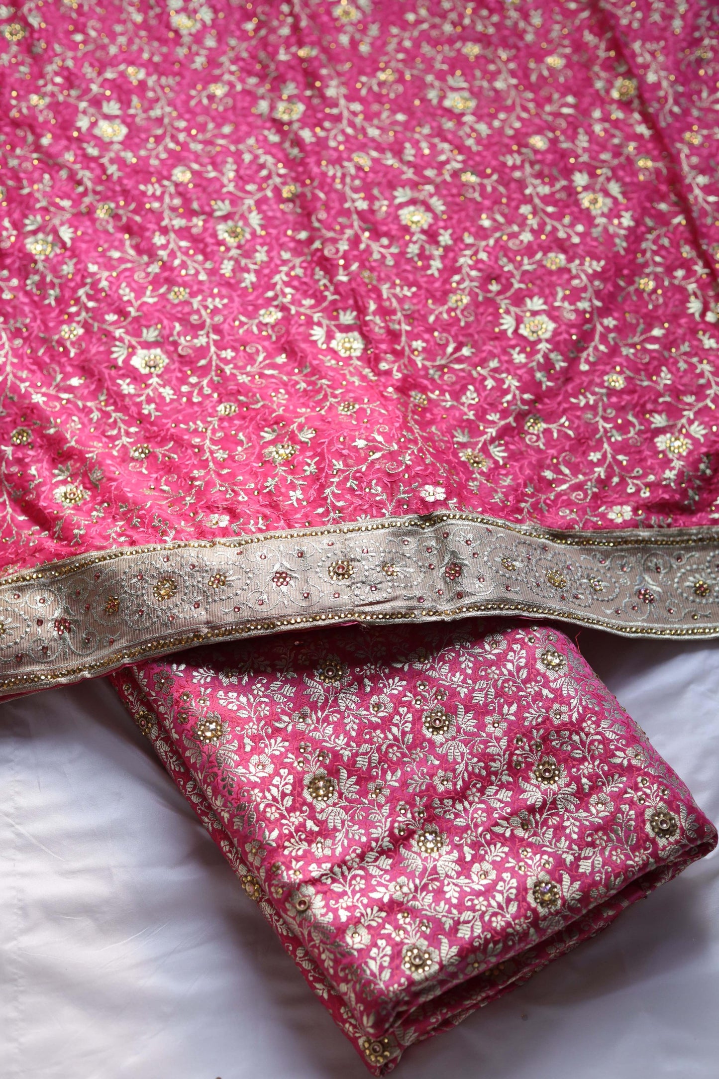 HOT PINK COLOUR PURE KIMKHAB BANARASI GHARARA