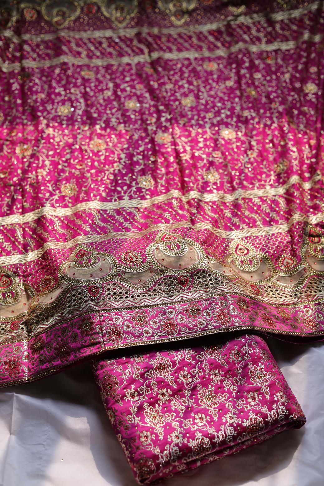 HOT PINK COLOUR PURE KIMKHAB BANARASI GHARARA