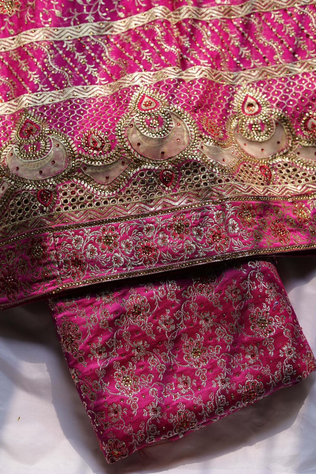 HOT PINK COLOUR PURE KIMKHAB BANARASI GHARARA