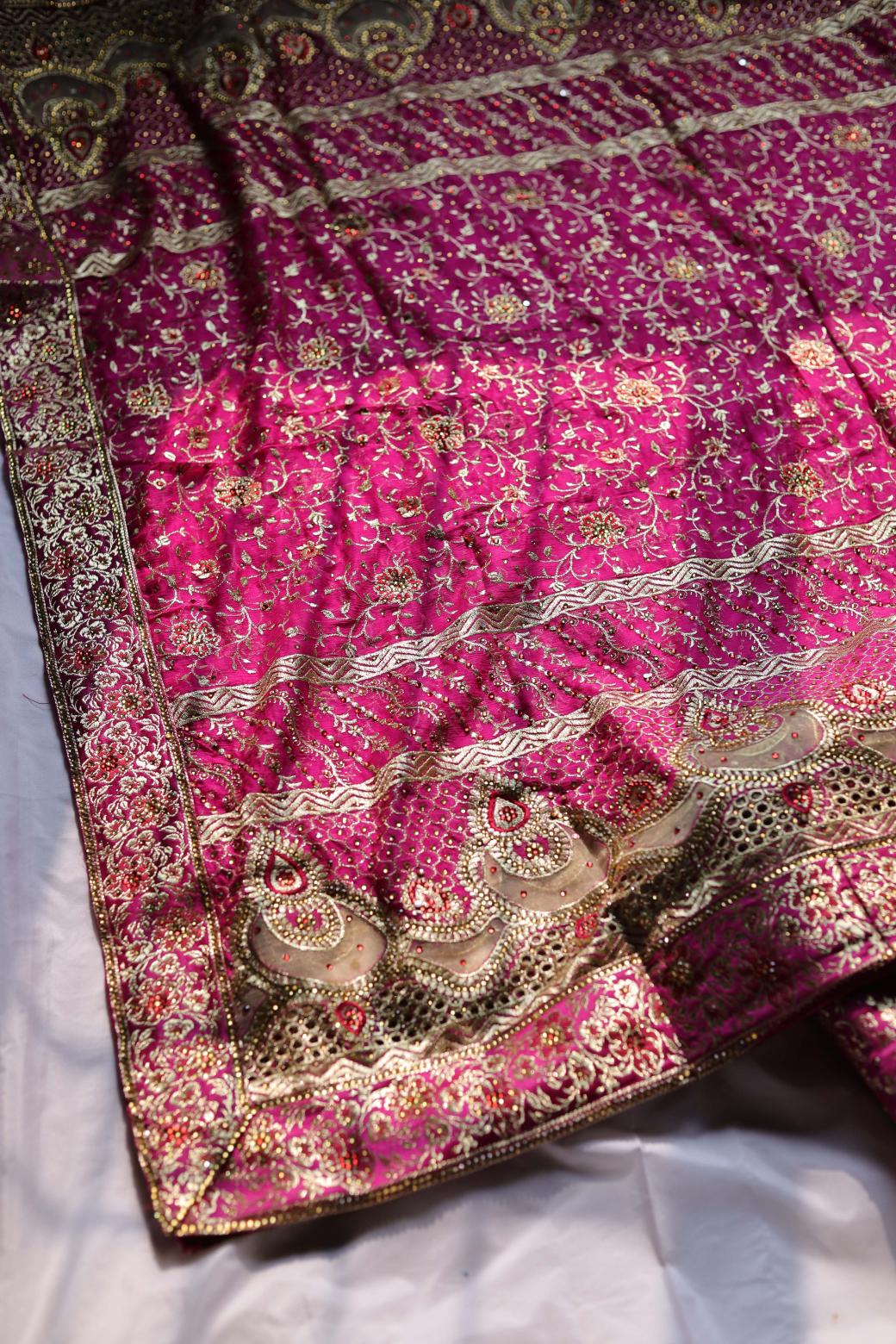 HOT PINK COLOUR PURE KIMKHAB BANARASI GHARARA