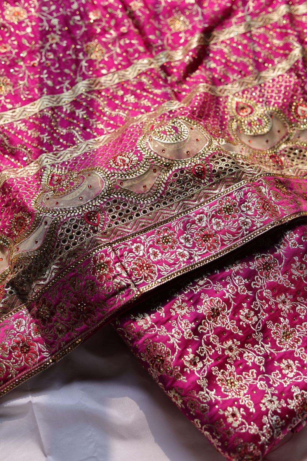 HOT PINK COLOUR PURE KIMKHAB BANARASI GHARARA
