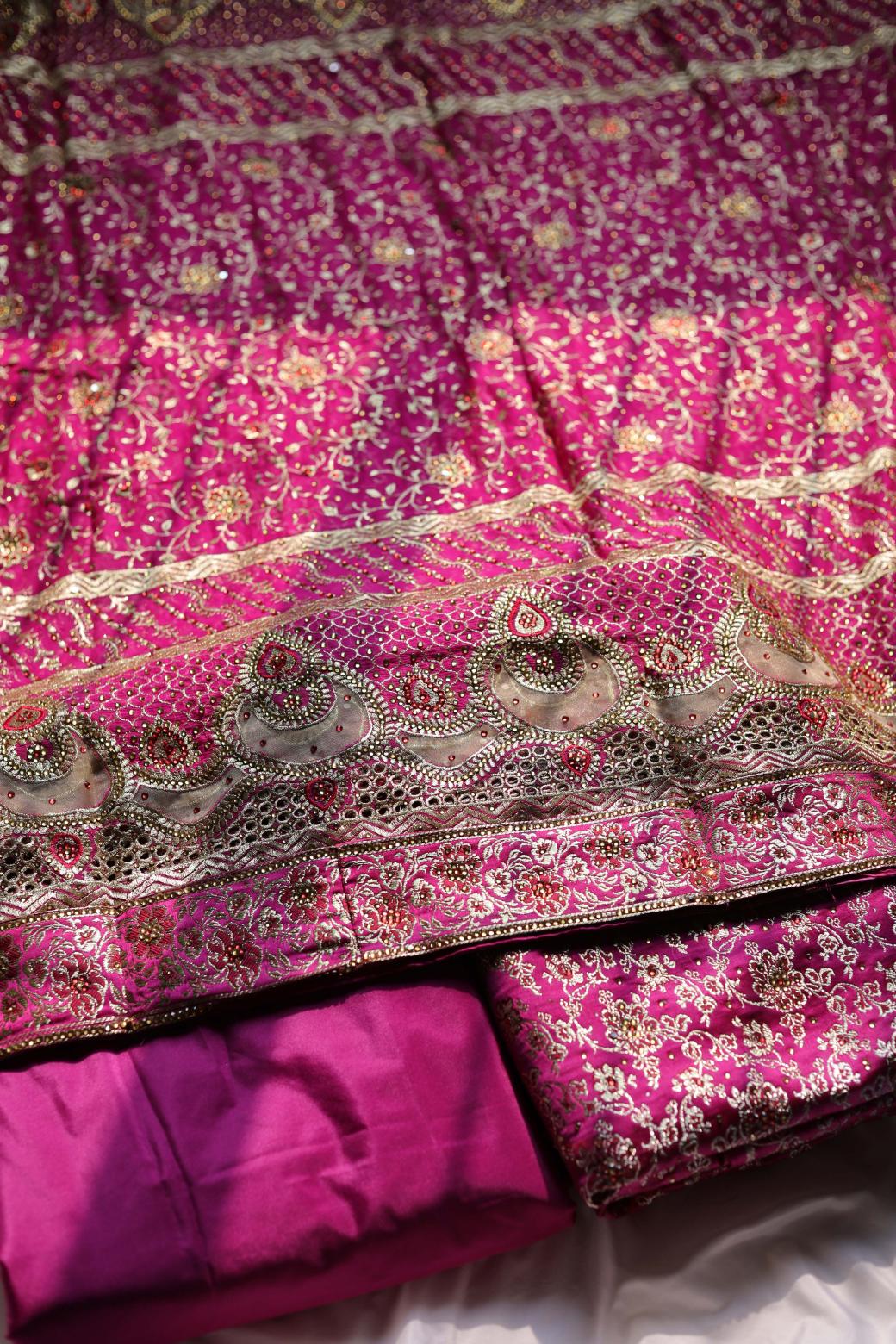 HOT PINK COLOUR PURE KIMKHAB BANARASI GHARARA
