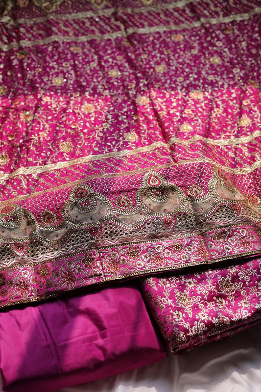 HOT PINK COLOUR PURE KIMKHAB BANARASI GHARARA