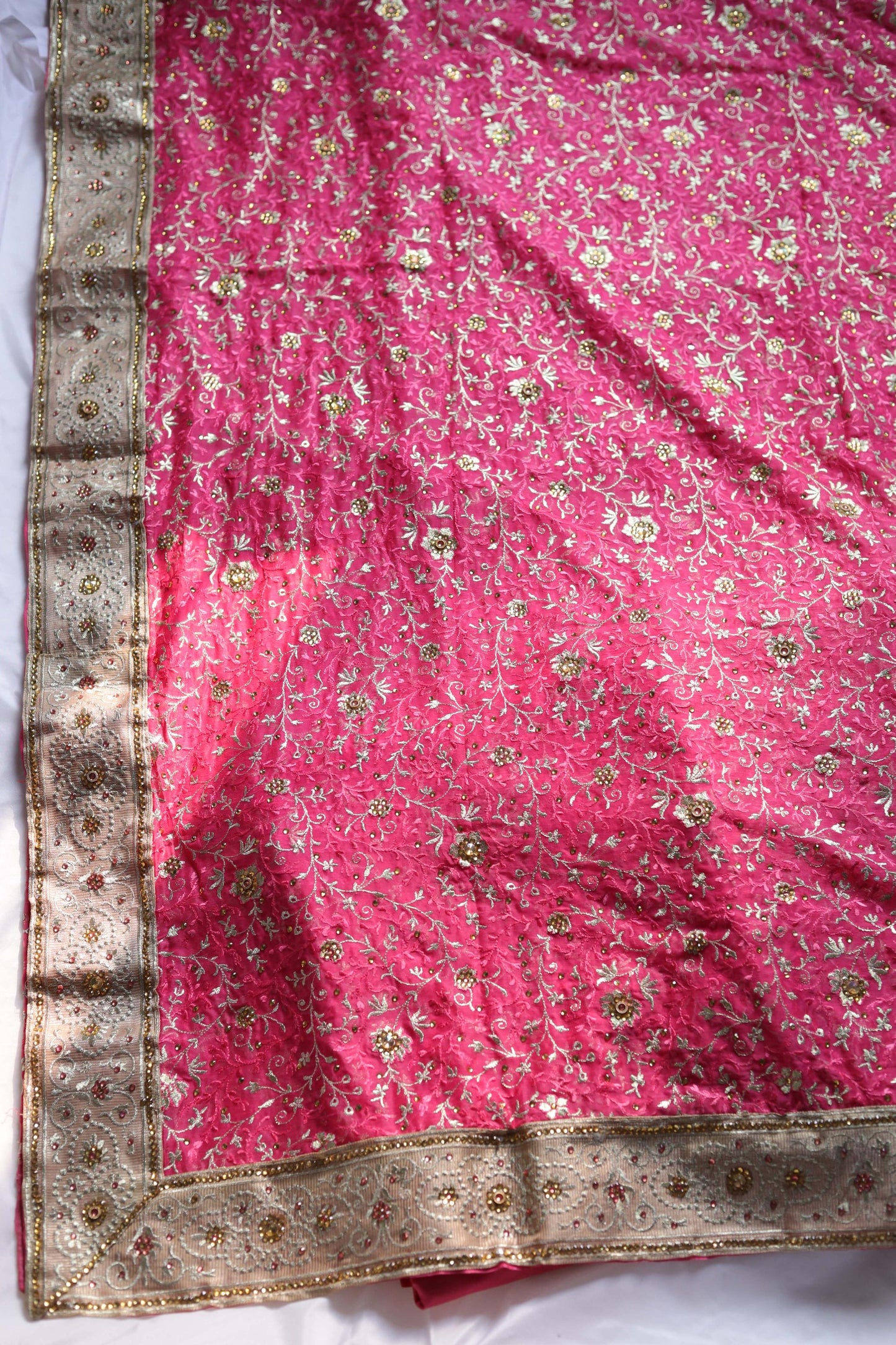 HOT PINK COLOUR PURE KIMKHAB BANARASI GHARARA