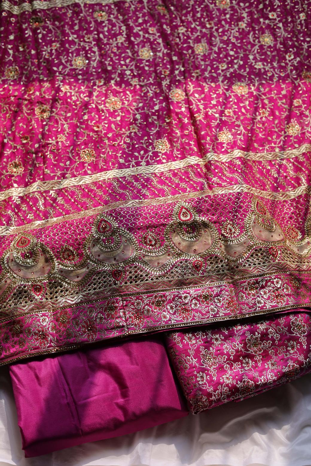 HOT PINK COLOUR PURE KIMKHAB BANARASI GHARARA