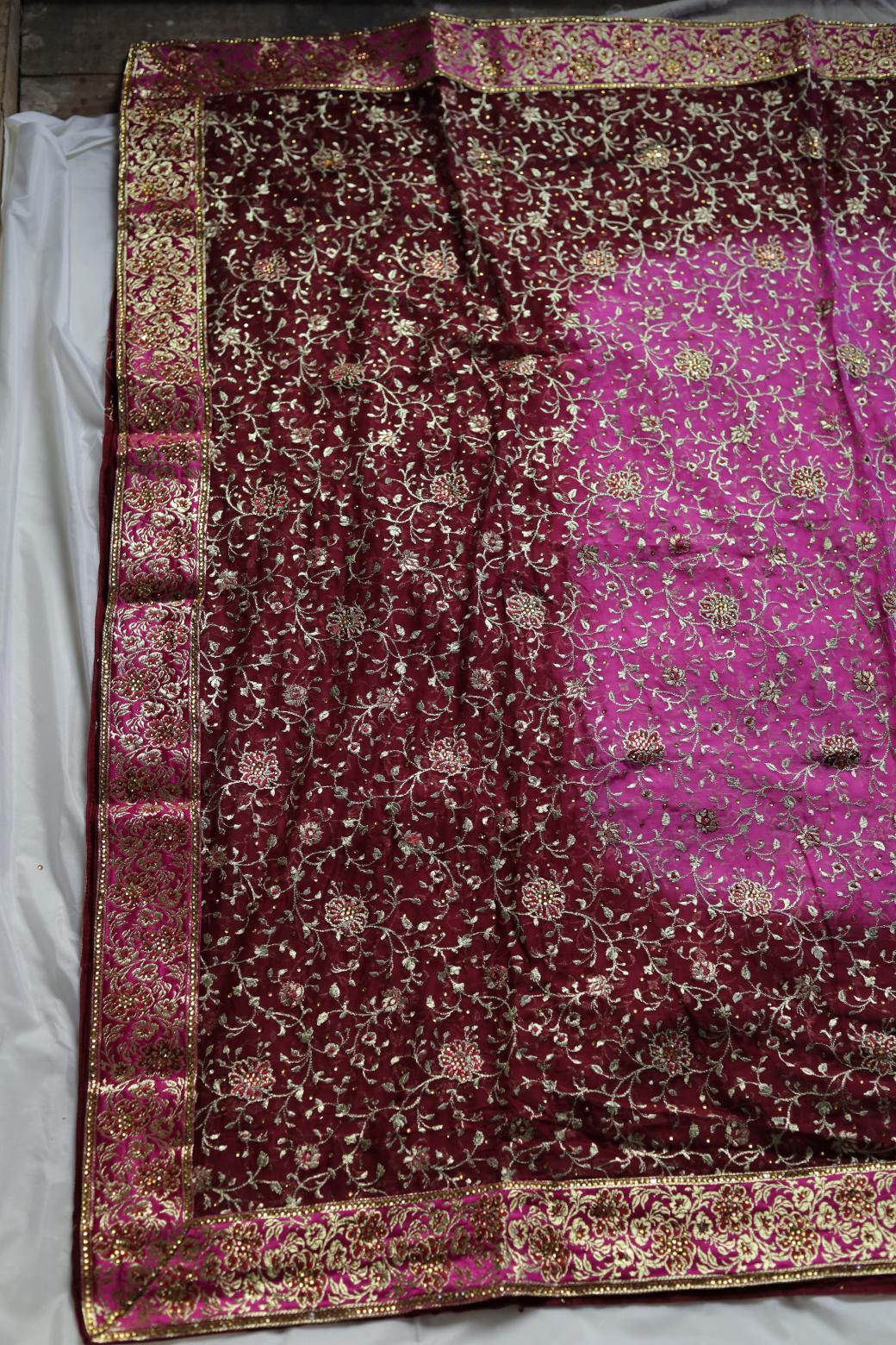 HOT PINK & MAROON COLOUR PURE KATAAN KIMKHAB BANARASI GHARARA