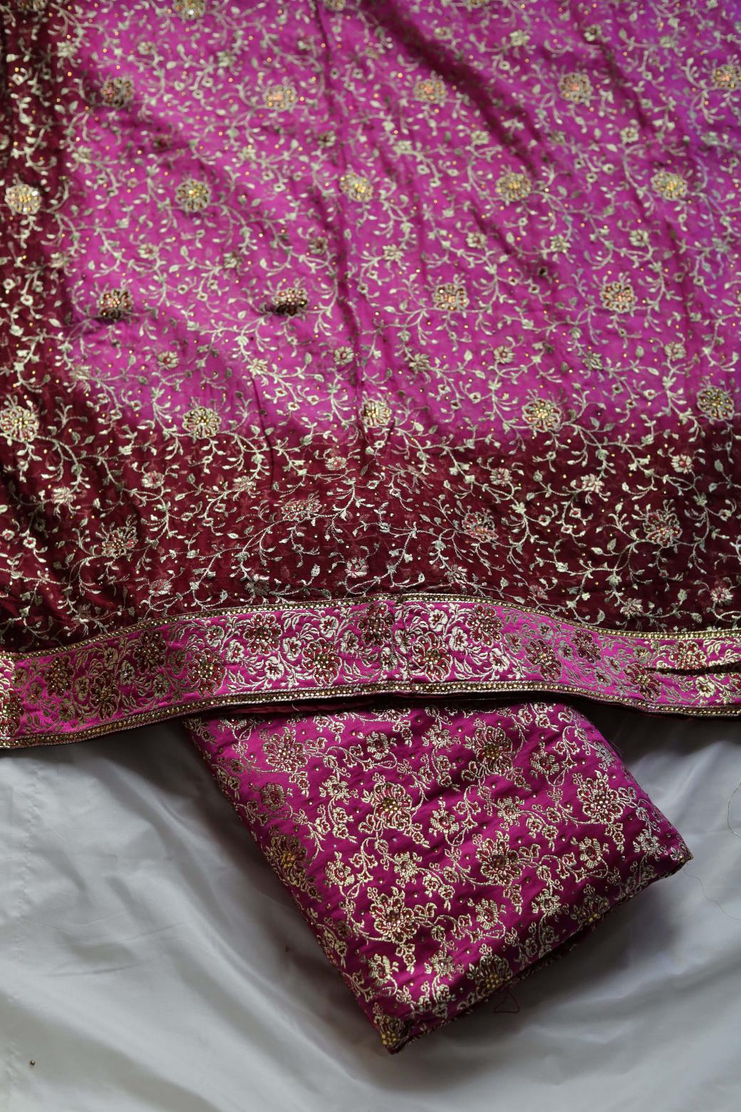 HOT PINK & MAROON COLOUR PURE KATAAN KIMKHAB BANARASI GHARARA