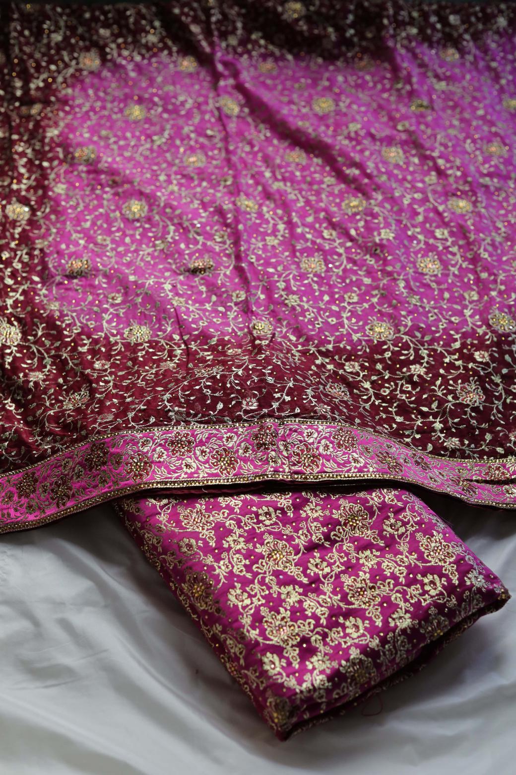HOT PINK & MAROON COLOUR PURE KATAAN KIMKHAB BANARASI GHARARA