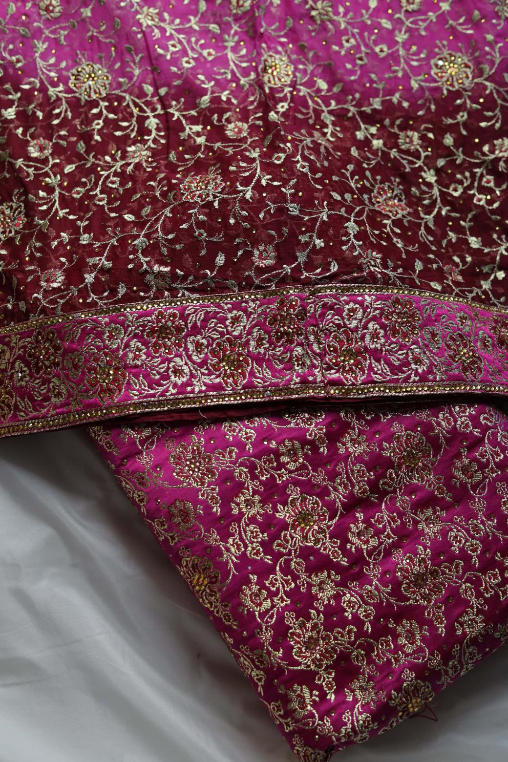 HOT PINK & MAROON COLOUR PURE KATAAN KIMKHAB BANARASI GHARARA