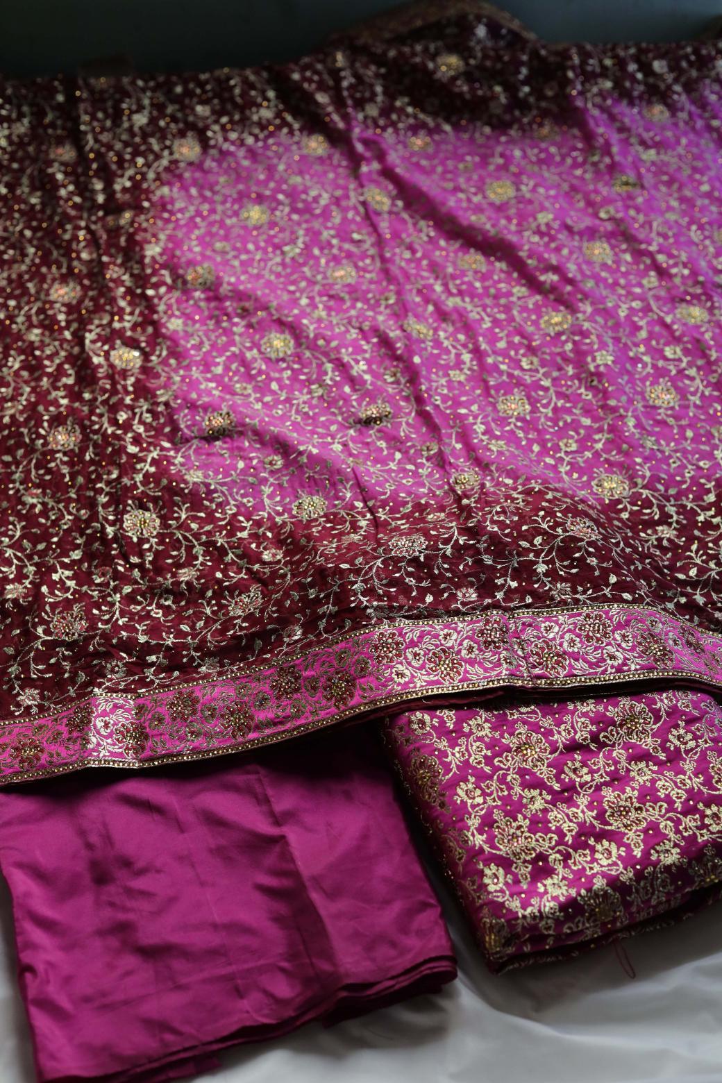 HOT PINK & MAROON COLOUR PURE KATAAN KIMKHAB BANARASI GHARARA