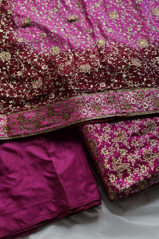 HOT PINK & MAROON COLOUR PURE KATAAN KIMKHAB BANARASI GHARARA