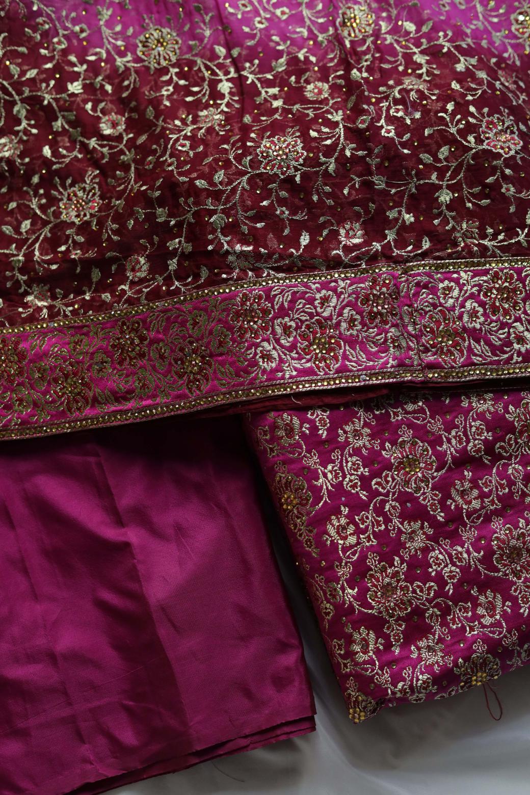 HOT PINK & MAROON COLOUR PURE KATAAN KIMKHAB BANARASI GHARARA
