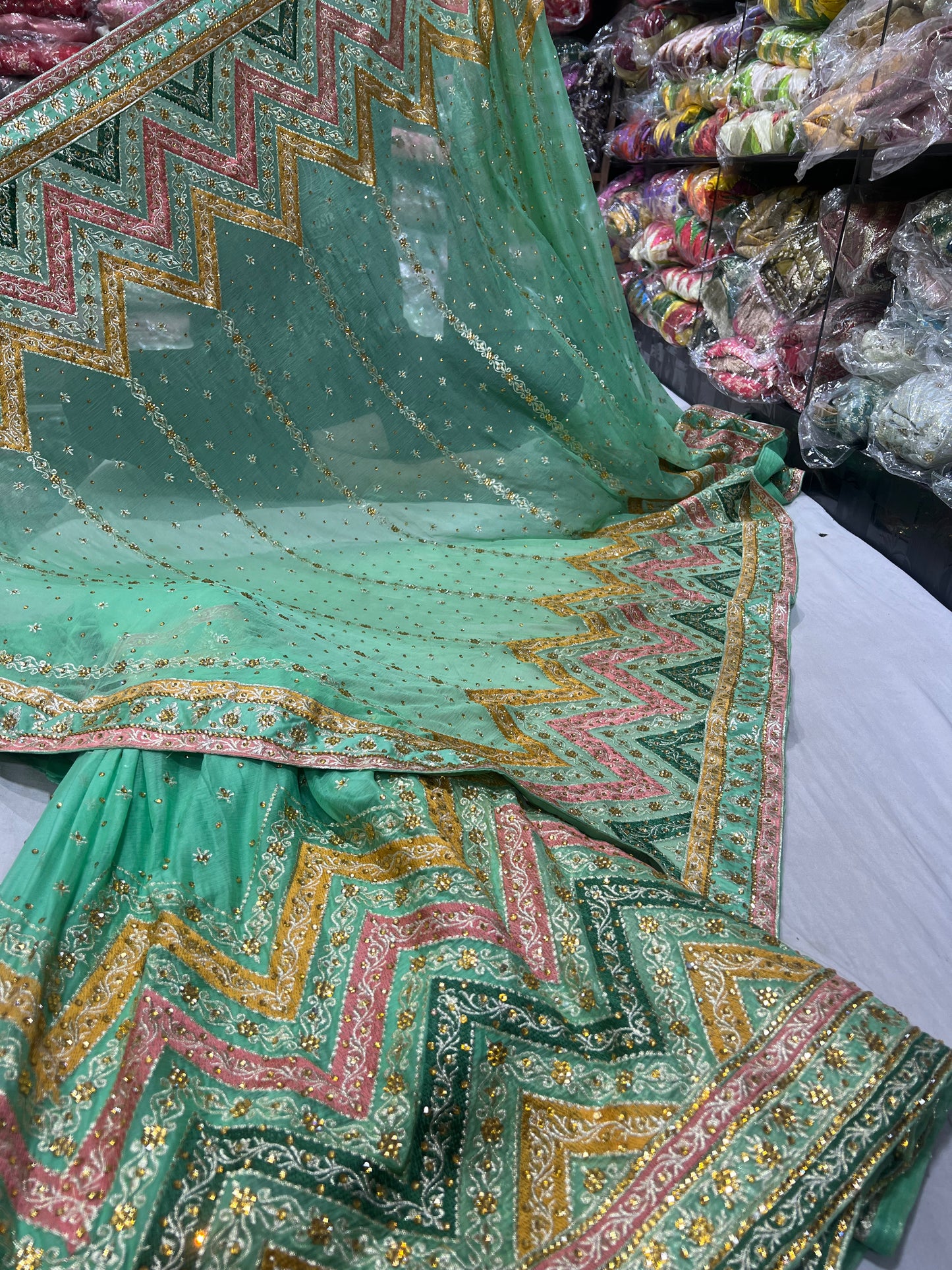 LUCKNOWI CHIFFON DESIGNER GHARARA