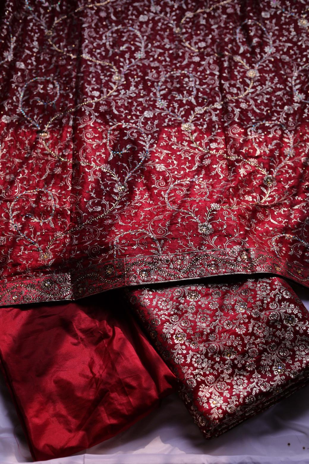 RED COLOUR KIMKHAB BANARASI GHARARA