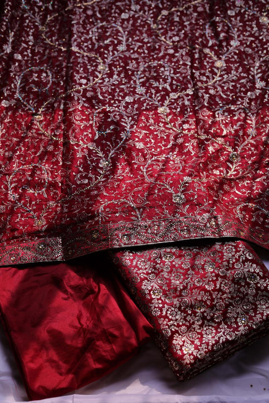 RED COLOUR KIMKHAB BANARASI GHARARA