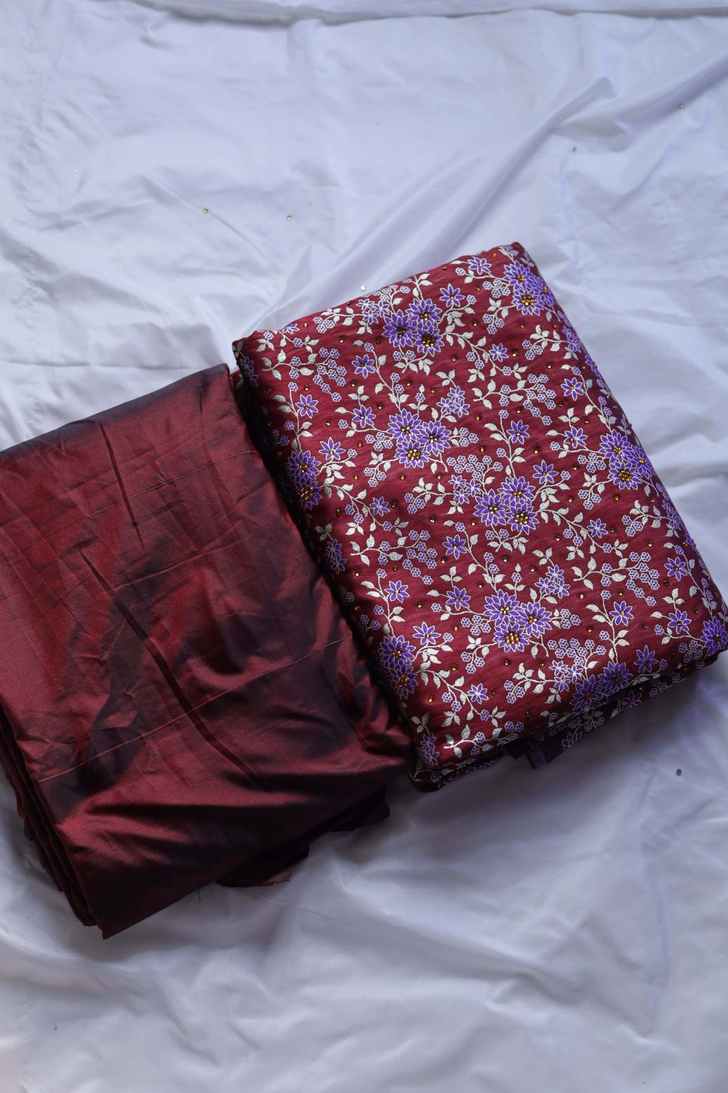 MAROON COLOUR WITH PURPLE COLOR MEENAKARI DESIGN PURE KIMKHAB BANARASI GHARARA