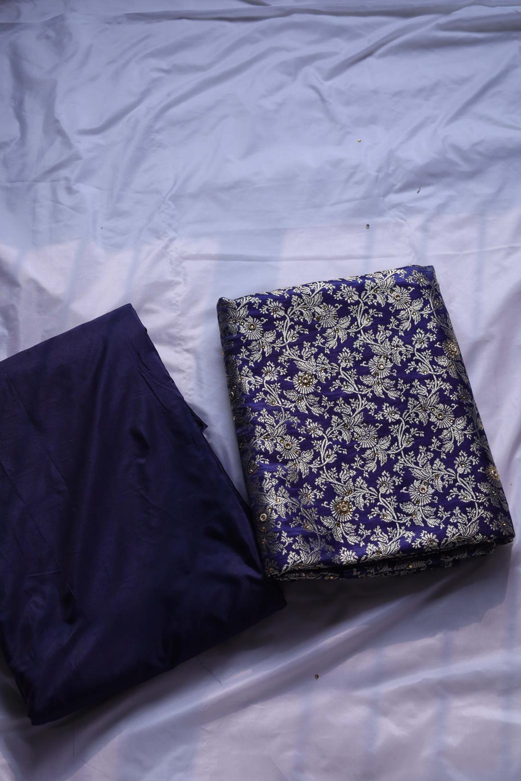 NAVY BLUE COLOUR KIMKHAB BANARASI GHARARA