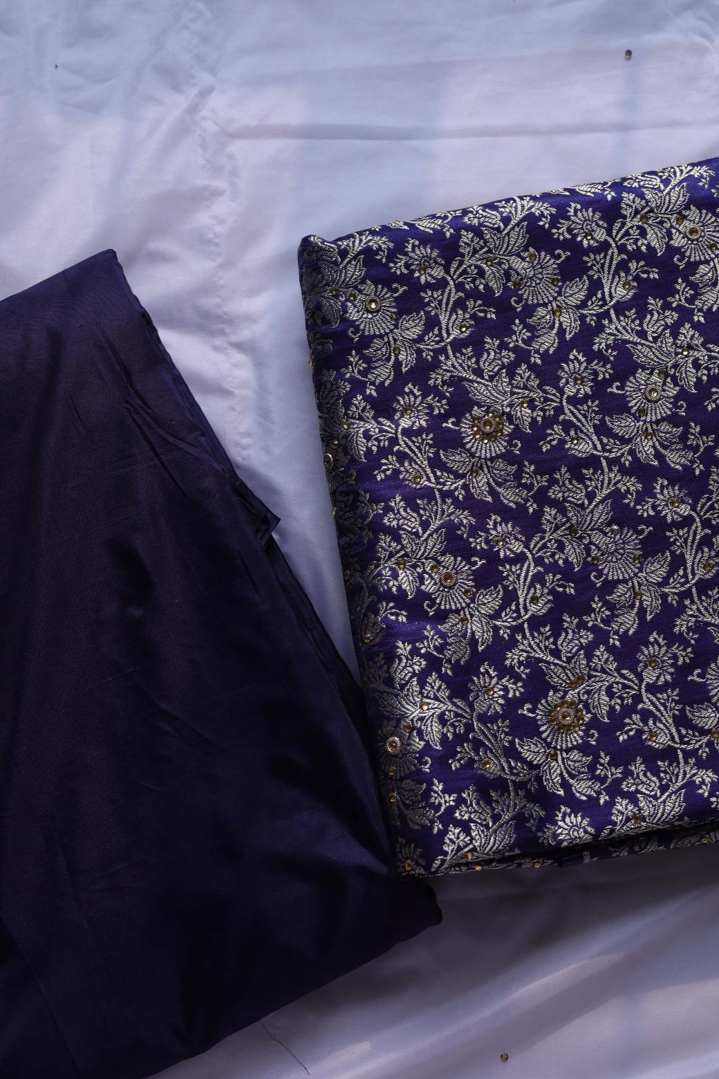 NAVY BLUE COLOUR KIMKHAB BANARASI GHARARA
