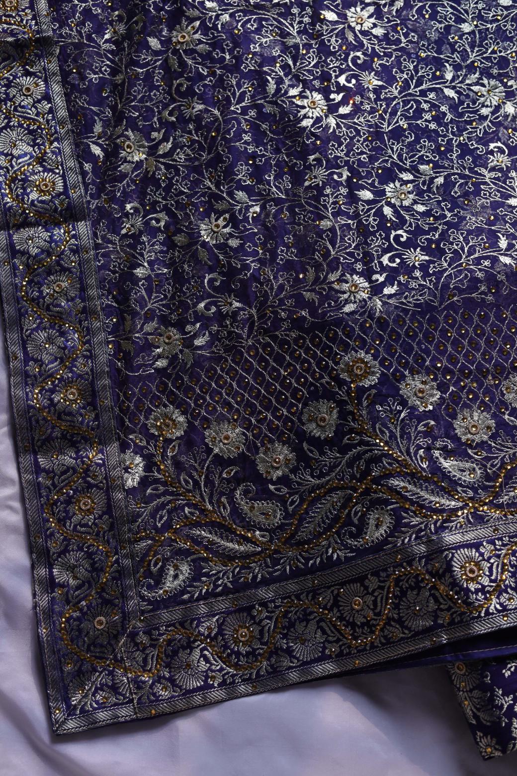 NAVY BLUE COLOUR KIMKHAB BANARASI GHARARA