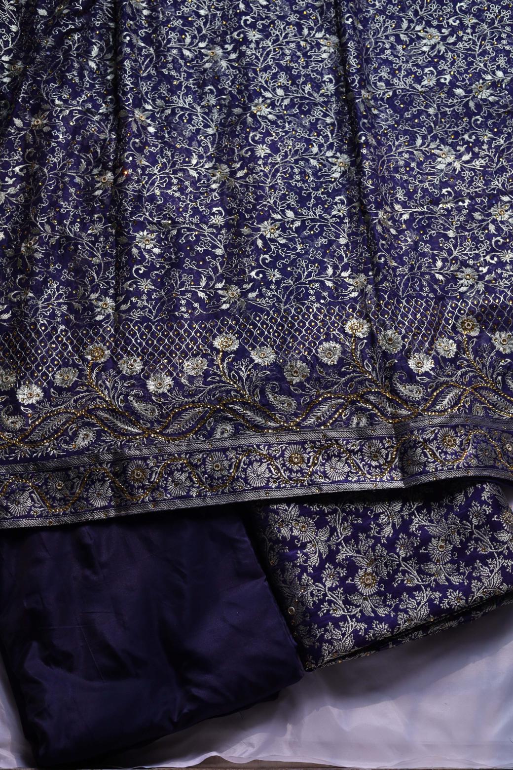 NAVY BLUE COLOUR KIMKHAB BANARASI GHARARA