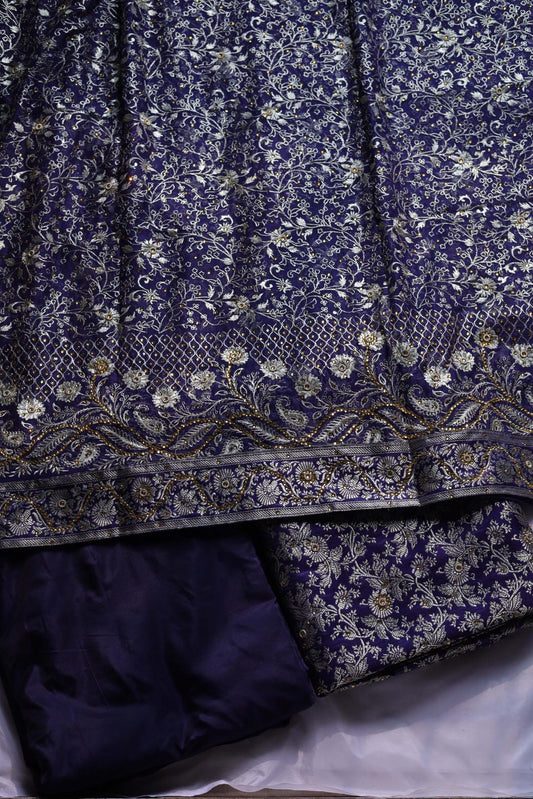 NAVY BLUE COLOUR KIMKHAB BANARASI GHARARA