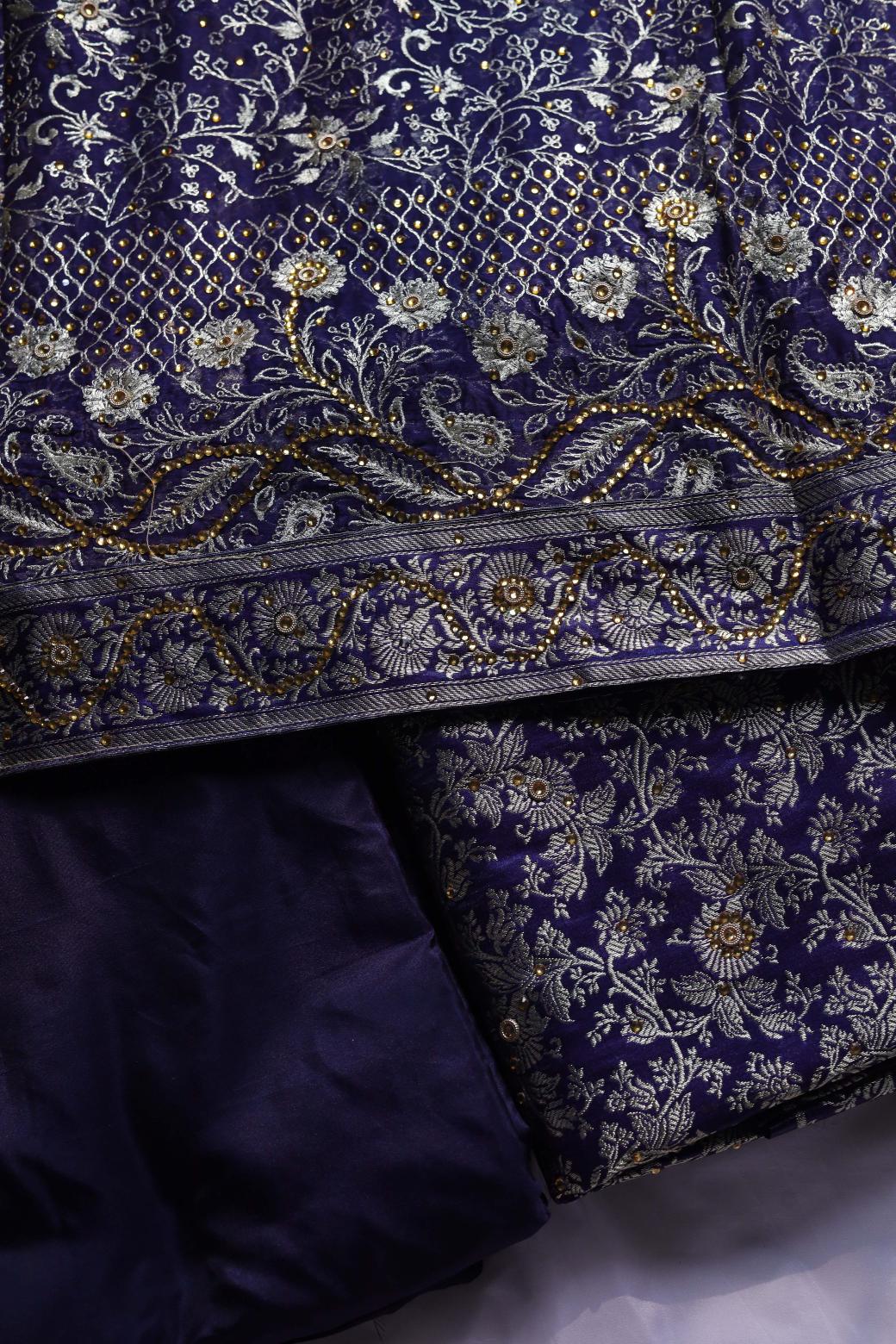 NAVY BLUE COLOUR KIMKHAB BANARASI GHARARA