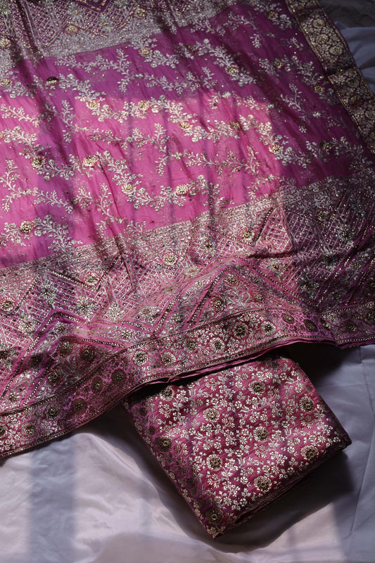 ONION PINK COLOUR PURE KATAAN KIMKHAB BANARASI GHARARA