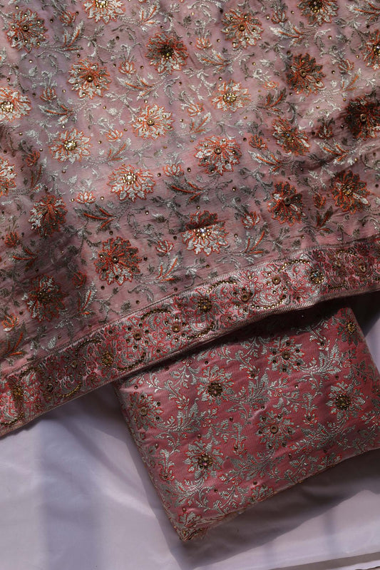 PEACH COLOUR PURE KATAAN KIMKHAB BANARASI GHARARA