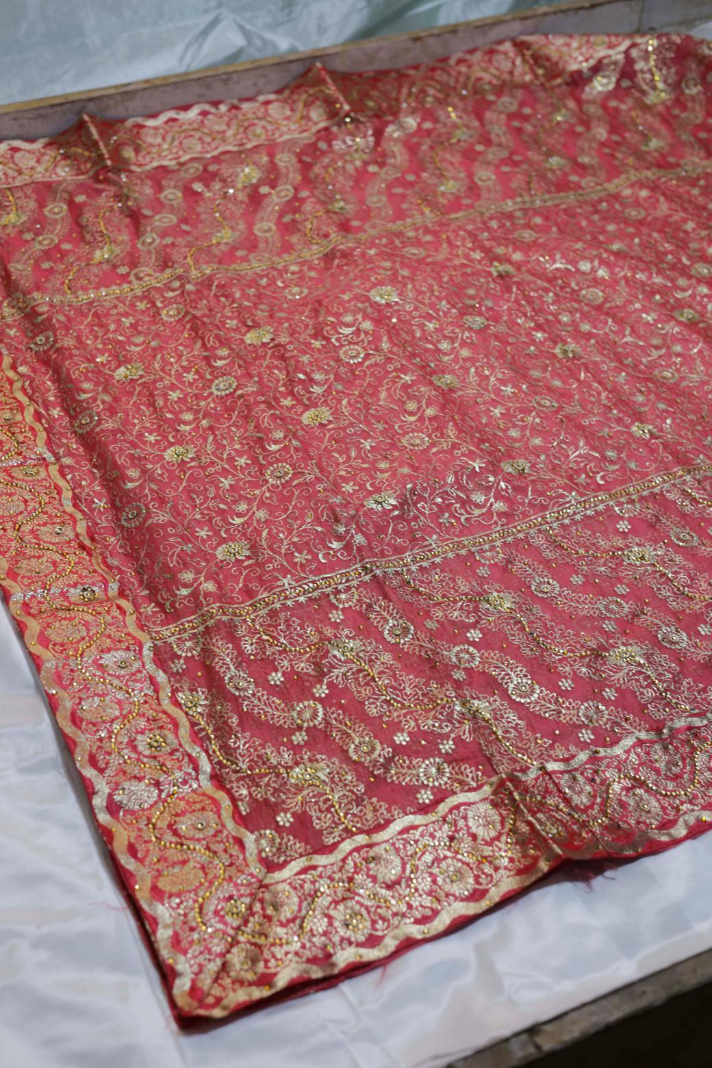 PEACH COLOUR KIMKHAB BANARASI GHARARA