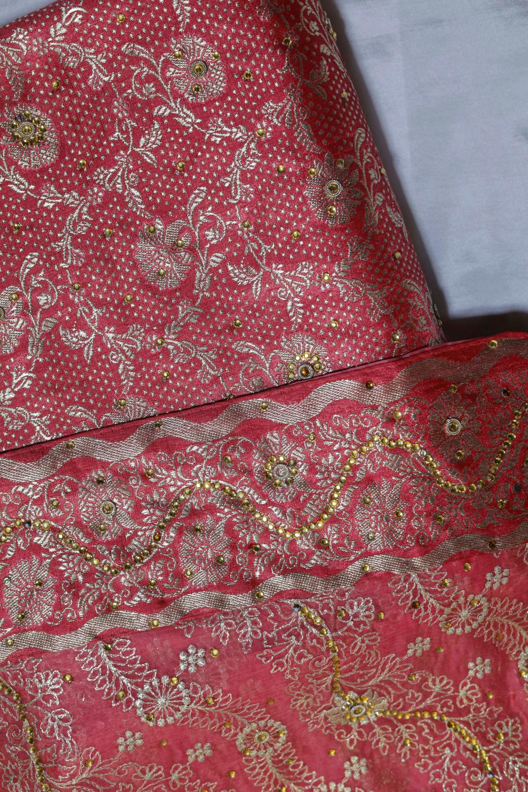 PEACH COLOUR KIMKHAB BANARASI GHARARA