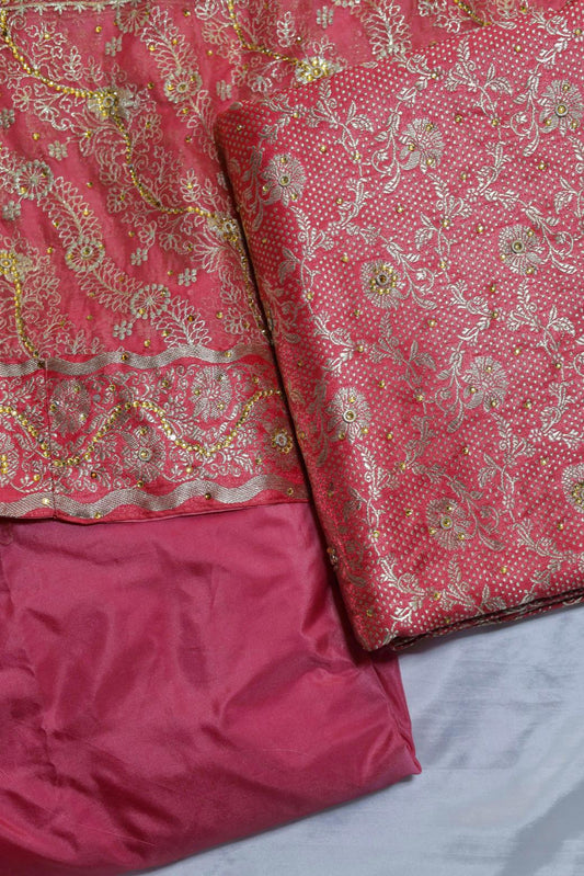 PEACH COLOUR KIMKHAB BANARASI GHARARA